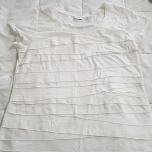 White Ruffled Tee from DKNY